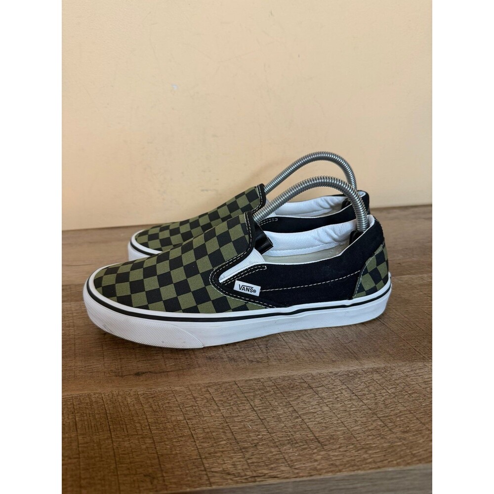 Vans Classic Slip-On men’s size 8 shoes Checkerboard Black Loden Green
